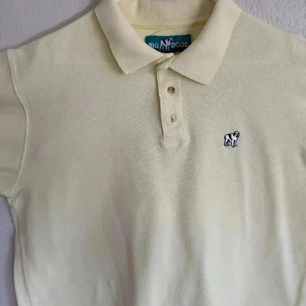 Big Dogs Polo 3/4 button Pullover Collared Vintage Shirt Yellow Men Size XL - Picture 2 of 5
